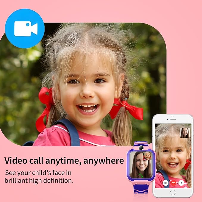 2G Kids GPS Watch, Waterproof Smart Tracker for Boys Girls Ages 3-12 - 2-Way Calling, SOS Button, No Games, 7-Day Battery, Birthday Gift (Pink)