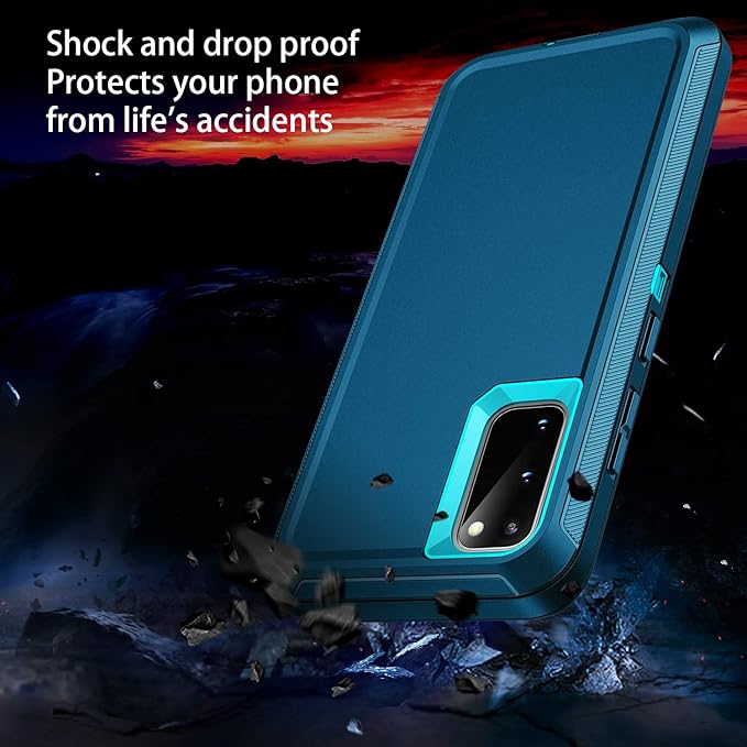 for Galaxy S20 FE 5g Case,Shockproof Dropproof Dustproof 3-Layer Full Body Protection Rugged Heavy Duty High Impact Hard Cover Case for Galaxy S20 FE 6.5 inch,Turquoise