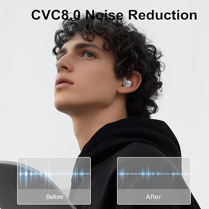 Wireless Earbuds Bluetooth 5.3 Headphones Sports, 48Hrs Playtime Bluetooth Earbuds with CVC 8.0 Mic, Stereo Bass Over Ear Bud with Earhooks, LED Display, IP7 Waterproof Earphon for Running Gray