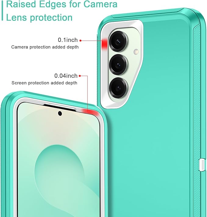 for Samsung Galaxy S25 Case Heavy Duty Protective Shockproof Dropproof 3-Layer Full Body Protection [Without Screen Protector] Tough Rugged Case for Galaxy S25,Teal/White