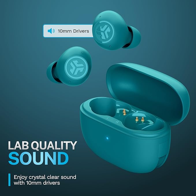 JLab Go Pop ANC True Wireless Earbuds & Charging Case, Teal, Active Noise Cancelling, 10mm Drivers, Dual Connect, Customize Your Sound with App, Be Aware Mode, Compact Fit, MEMS Microphone