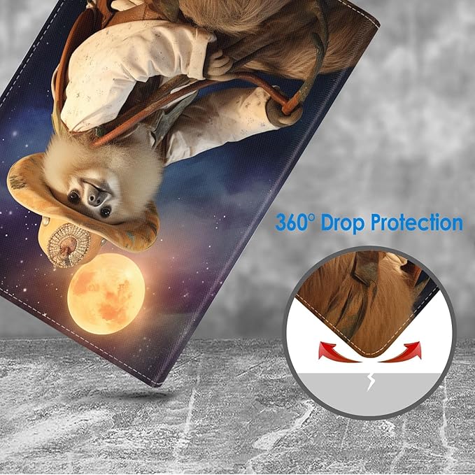Case for Samsung Galaxy Tab S10 Lite / S10 FE / S9 FE 10.9-Inch / S9 11-Inch, Slim Lightweight PU Leather Stand Cover with Auto Wake/Sleep, Sloth Riding Camel