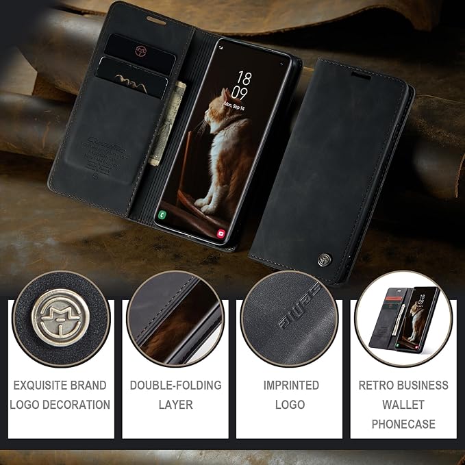 for Samsung Galaxy S10 Case, Flip Wallet Leather Case with Card Holder Magnetic Closure Shockproof Kickstand Protective Phone Cases Cover for Samsung S10,Black