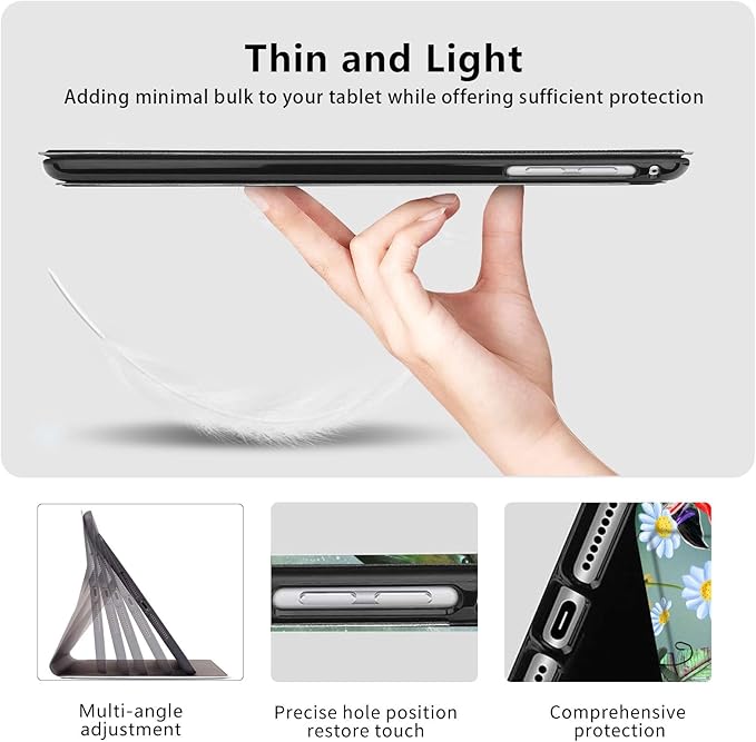 Slim Case for Samsung Galaxy Tab S10 FE / S9 FE 5G 10.9" & Tab S9 11", PU Leather Protective Cover, Multi-Angle Stand, Auto Sleep/Wake, Hummingbird