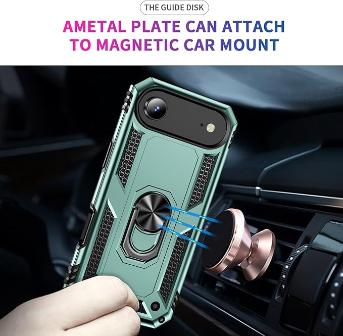 ADDIT Compatible with iPhone 17 Air Case with Tempered Glass Screen Protector, Adjustable Kickstand Ring, Military-Grade Heavy Duty Protection, Shockproof, Anti-Fingerprint,Teal