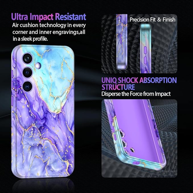 Casetego for Galaxy S24 Case,Compatible with MagSafe,[Military Grade Drop Test] Full Body Protection Slim Shockproof Rugged Marble Women Case for Samsung Galaxy S24 6.2 inch,Cobalt Violet