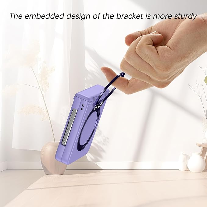 Magnetic Case for Samsung Galaxy Z Flip 5 Compatible with Magsafe, Built-in Kickstand & TPU Hinge Protection Flip 5 Case, Matte PC Cover Ultra Shockproof Phone Case for Z Flip5 (Light Purple)