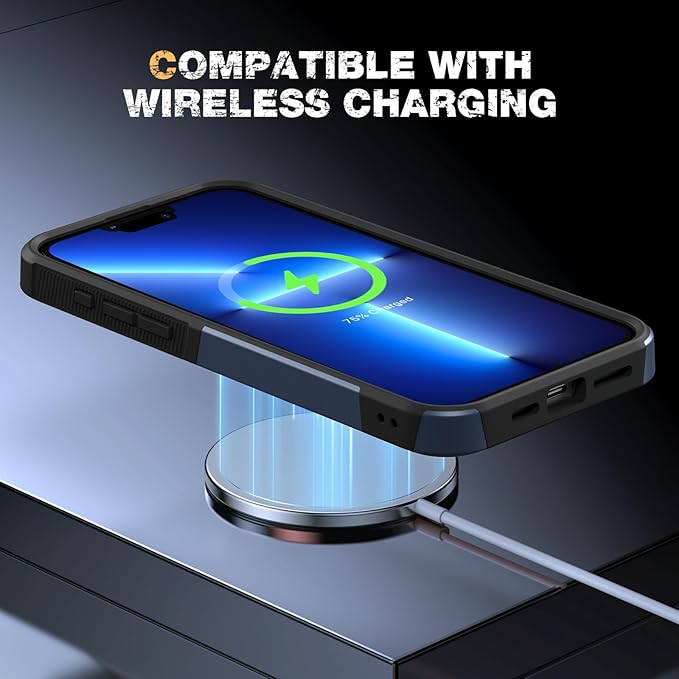 Diaclara Designed for iPhone 13 Pro Max Case, [with Privacy Screen Protector] [Anti Spy] [Military Grade Drop Protection] Heavy Duty Full-Body Shockproof Phone Case, Dark Blue