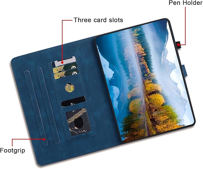 Case for Samsung Galaxy Tab A9+/ A9 Plus 11 inch 2023 SM-X210/ X215/ X216, Premium PU Leather Case with Pen Holder and Magnetic Clasp Stand, Blue