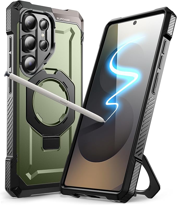 SUPCASE for Samsung Galaxy S25 Ultra Case with Stand (Unicorn Beetle Grip), [S Pen Friendly] [Compatible with MagSafe] [Military-Grade Protection] Magnetic Phone Case for S25 Ultra 6.9 Inch, Guldan