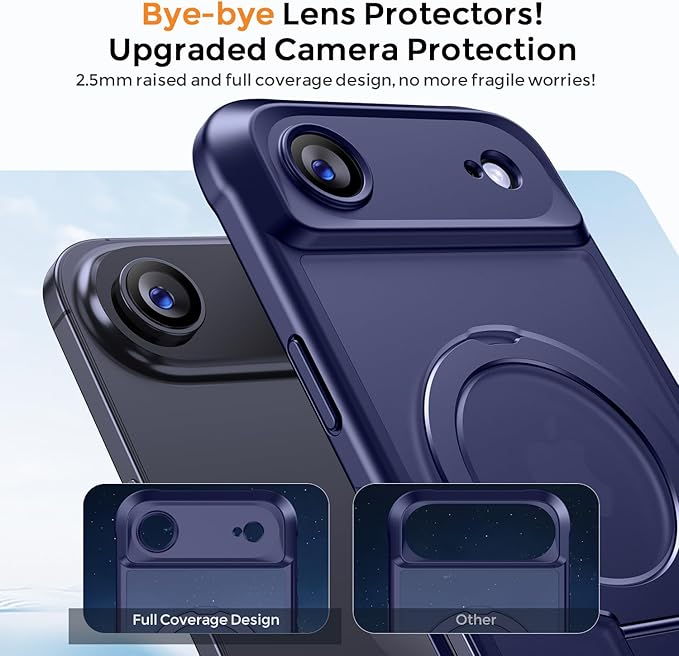 MOCCA Compatible with iPhone Air Case with Magnetic Invisible Stand [Full Camera Protection] [Compatible with Magsafe] Military Drop Shockproof Translucent Matte Phone Case Cover 6.5",Deep Blue