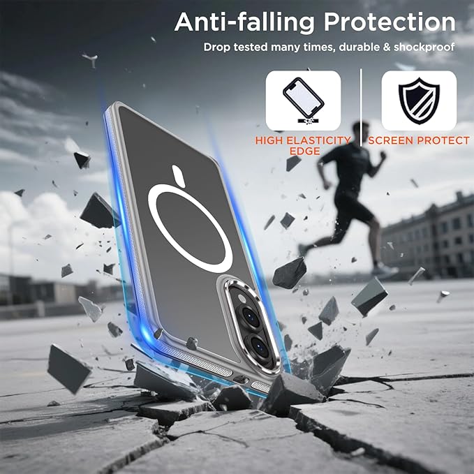 Case for Samsung Galaxy S25 Edge, Fits for Magsafe, Anti-Scratch Translucent Matte Cover [Non-Slip Grip], Color Hybrid Magnetic Phone Case for Galaxy S25 Edge, Drop Resistant (Grey/White)