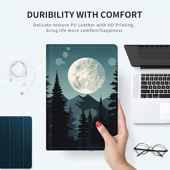 Case for Microsoft Surface Pro X (2021/2020/2019) 13 Inch PU Leather Slim Lightweight Multiple Angles Stand Smart Cover with Auto Wake/Sleep for New Surface Pro X 2021, Art Forest