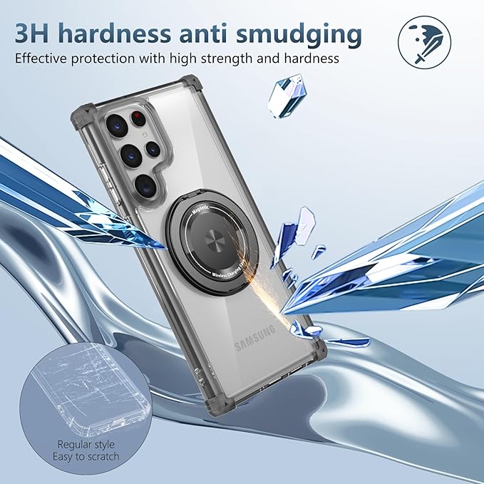 for Samsung Galaxy S25 Ultra Case Compatible with MagSafe Magnetic,with Screen Protector,with Kickstand Ring Military Grade Drop Heavy Duty Protection Shockproof for S25 Ultra Phone Case Black