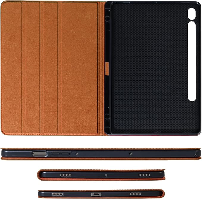 for Samsung Galaxy Tab S7/S8 11 inch Case with S Pen Holder 2020/2022 Model(SM-X700/X706/T870/T875/T876) Genuine Leather Cover Protective Shell,Auto Wake/Sleep.Brown