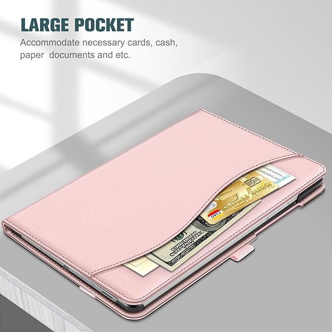 Fintie Case for Samsung Galaxy Tab S10 Lite/ S10 FE/ S9 FE 5G 10.9 Inch/Tab S9 11 Inch with S Pen Holder, Multi-Angle Viewing Protective Cover with Pocket, Auto Sleep/Wake, Rose Gold