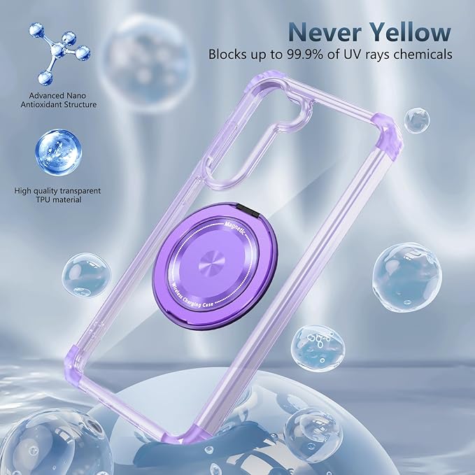 Magnetic for Samsung Galaxy S23 Plus Case Compatible with MagSafe Wireless Charging,with Screen Protector,for S23+Plus Case Built-in Kickstand Shockproof Military Grade Drop Protection Purple