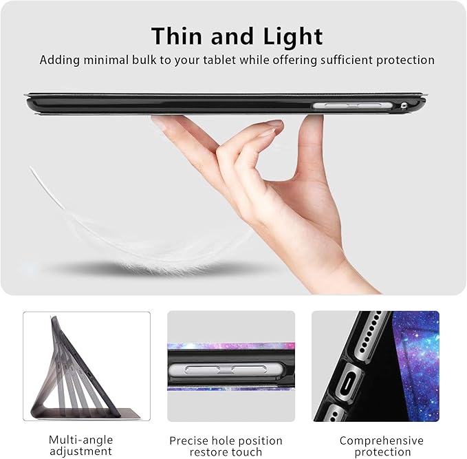 Slim Case for Samsung Galaxy Tab S10 FE / S9 FE 5G 10.9" & Tab S9 11", PU Leather Protective Cover, Multi-Angle Stand, Auto Sleep/Wake, Galaxy Planet