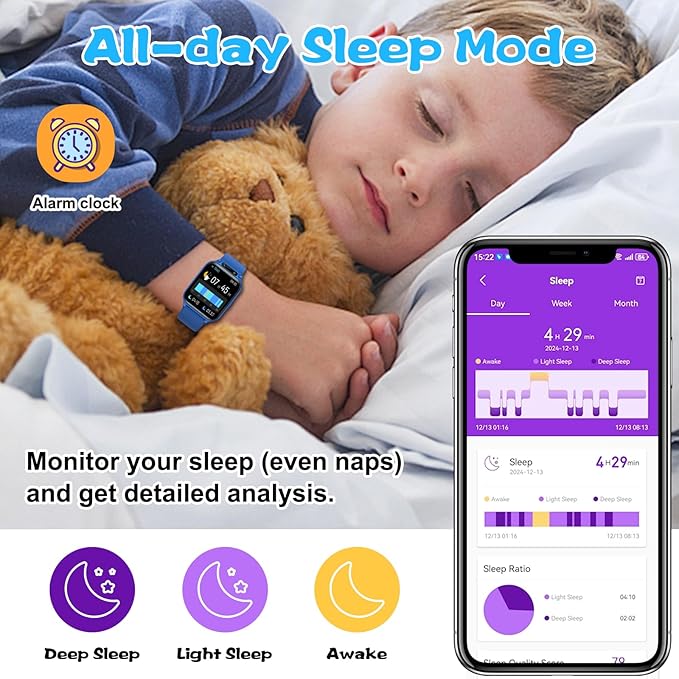 Smart Watch for Kids, 1.85" Fitness Tracker with Heart Rate, Sleep Monitor, IP68 Waterproof Smartwatches with Video Music, Pedometer, Game, NO APP/Phone, Gift for Boys Girls. (Classic, Silver)