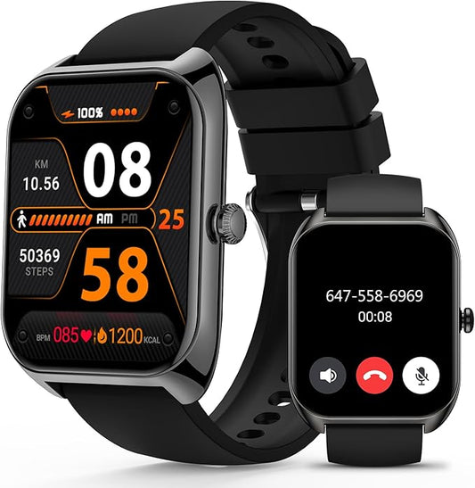 Smart Watch (Answer/Make Call) for Men Women, 2.02" Smartwatch with Blood Oxygen/Blood Pressure/Heart Rate/Sleep Monitor, IPX8 Waterproof Fitness Tracker, 100+ Sports Modes Compatible with iOS Android