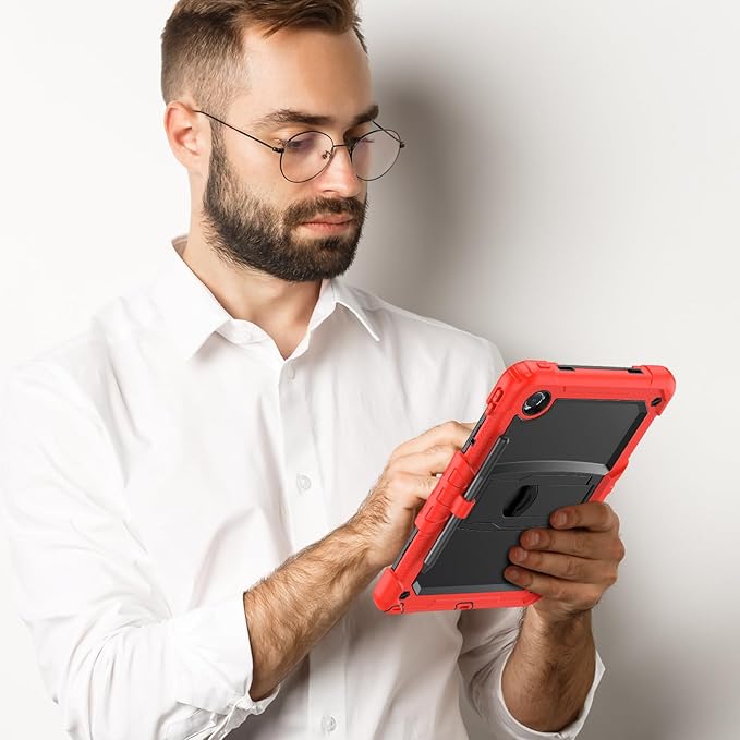 HXCASEAC Tablet Case for Lenovo Tab M11 (TB-330 FU/TB-330XU), Shockproof with Screen Protector/Built-in Stand/Pen Holder, Tab M11 Case for Kids / K11 LTE - Red