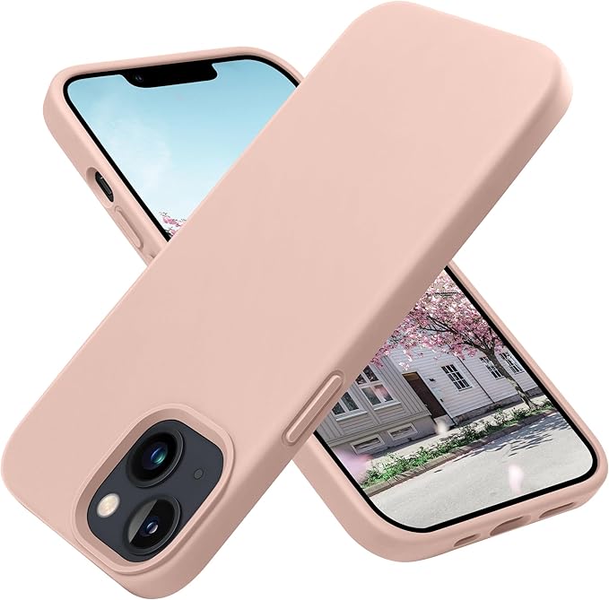 OTOFLY for iPhone 13 Case/iPhone 14 Case [Compatible with MagSafe] Full-Body Silicone Shockproof Slim Thin Phone Case for iPhone 13 & 14 6.1 inch (Pink Sand) ﻿