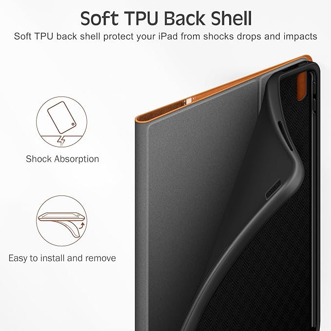 KingBlanc Case for iPad (A16) 11th Generation 11-inch 2025, iPad 10th Generation 10.9" 2022 with Pencil Holder, Vegan Leather Protective Stand Cover, Auto Sleep Wake, Multi-Angle Viewing/Typing, Brown