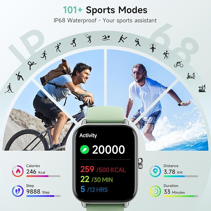 Gydom Smart Watch for Men Women, Alexa Built-in, 1.8" Smartwatch with Heart Rate/SpO2/Sleep Monitor, IP68 Waterproof Fitness Tracker, Bluetooth Call (Answer/Make) for Android iPhone, 105+ Sport Mode