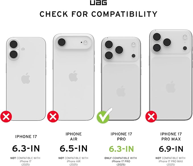 URBAN ARMOR GEAR UAG Designed for iPhone 17 Pro Case Pathfinder Clear - Compatible with MagSafe Military Grade Protective Cover, Ice/Silver