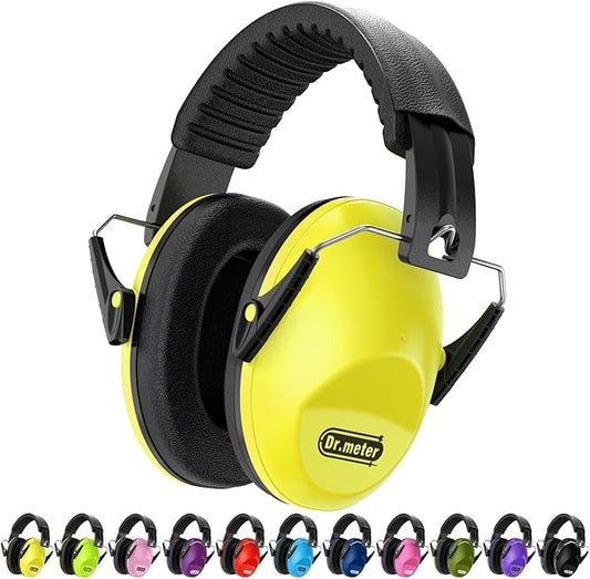 Dr.meter Ear Protection for Kid: EM100 SNR27.4 Kids Noise Cancelling Headphones with Adjustable Headband - Kid Hearing Protection for Monster Truck Mowing Demo Derby and Concert - Yellow