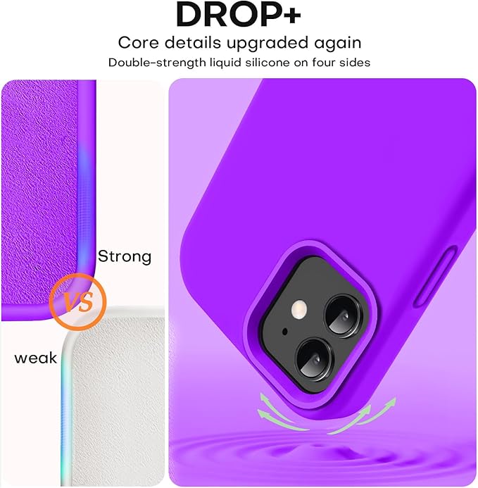 Vooii Compatible with iPhone 12 Case/iPhone 12 Pro Case, Liquid Silicone Upgrade [Soft Anti-Scratch Microfiber Lining] [Shockproof Drop Protection] Phone Case 6.1 inch - Neon Purple