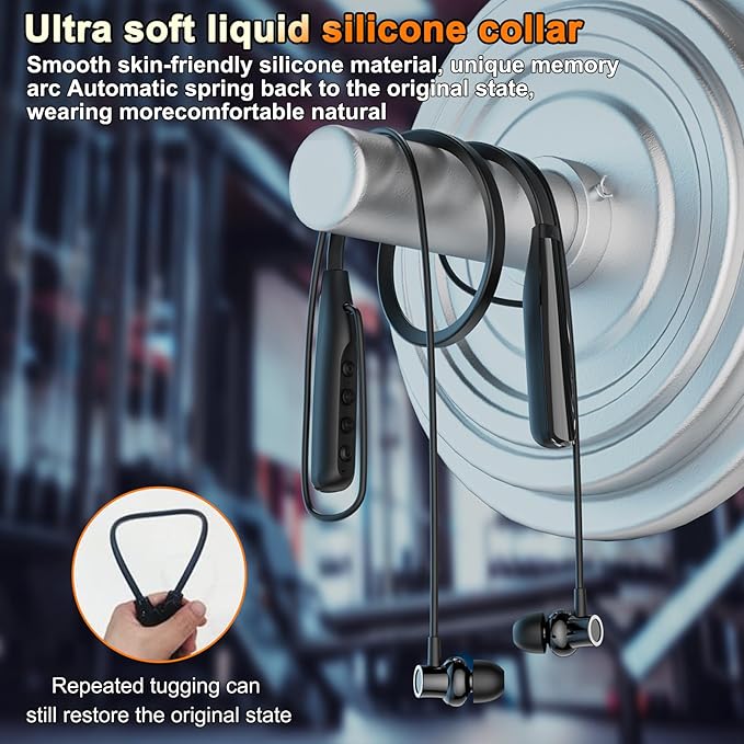 Neckband Bluetooth Headphones, 6.0 Bluetooth 100 Hours Playtime，IPX7 Sports Waterproof Earbuds with Microphone Noise Cancelling with HiFi Speakers Multiple Switchable Sound Modes