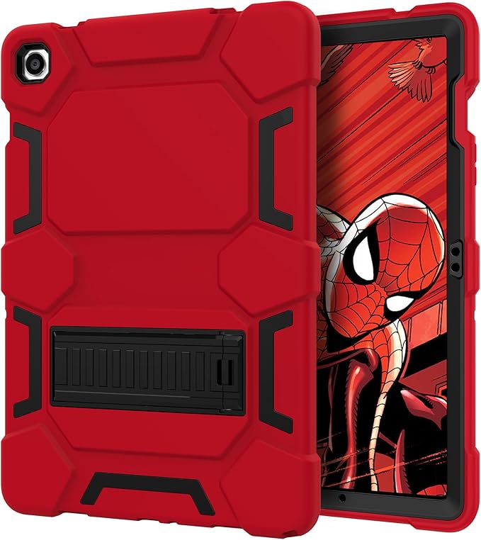 CCMAO Case for Samsung Galaxy Tab A9+/A9 Plus Case 11 Inch 2023 Model (SM-X210/X216/X218), Heavy Duty Shockproof Hybrid Three Layer Protective Cover for Kids Boys Girls, Red+Black