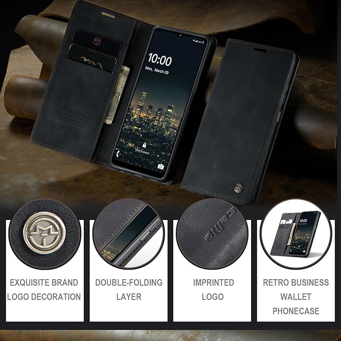 for Samsung Galaxy A32 5G Case, Flip Wallet Leather Case with Card Holder Magnetic Closure Shockproof Kickstand Protective Phone Cases Cover for Samsung A32 5G,Black