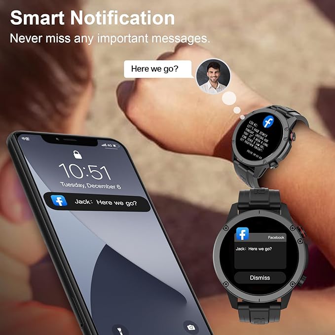 Fila Smart Watch for Men Women, 1.43’’ AMOLED Fitness Tracker with Heart Rate/Sleep Monitor, 130+ Sport Modes, Activity Tracker, Pedometer for Android iOS