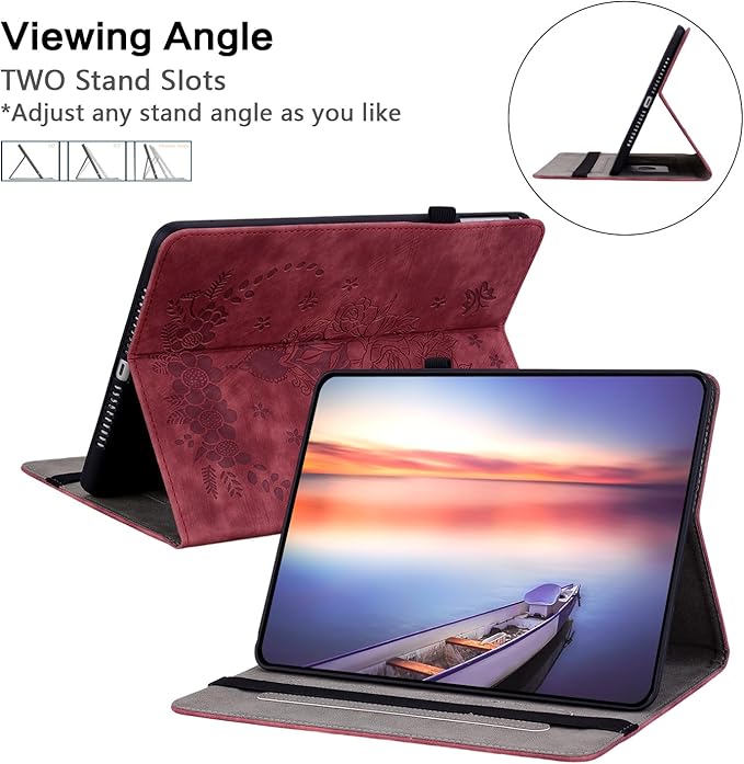 Case for Samsung Galaxy Tab S4 10.5 2018, Multi-Angle Flip PU Leather Protective Cover with Stylus Holder for Samsung Tab S4 10.5 Inch Tablet SM-T830/T835/T837 Case, Red