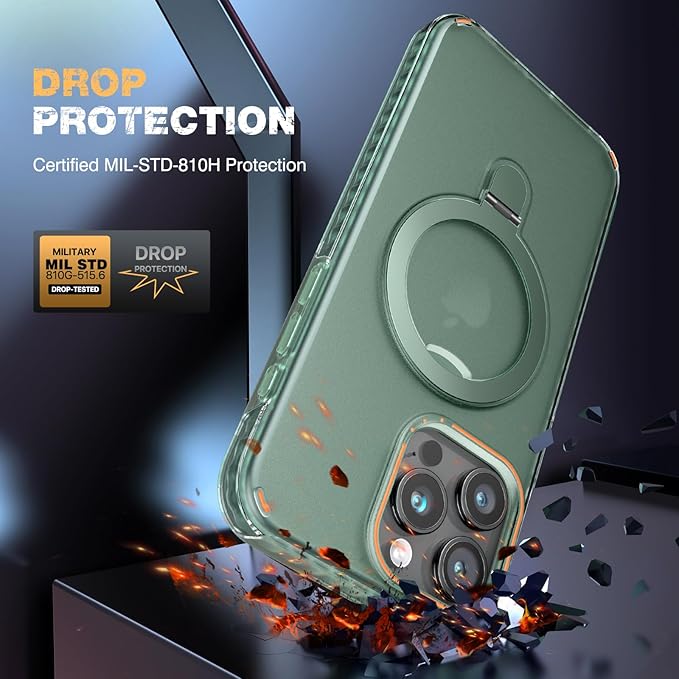 Diaclara Designed for iPhone 15 Pro Case, [with Privacy Screen Protector] [Anti Spy] [Military Grade Drop Protection] Heavy Duty Full-Body Shockproof Phone Case,Clear with Stand