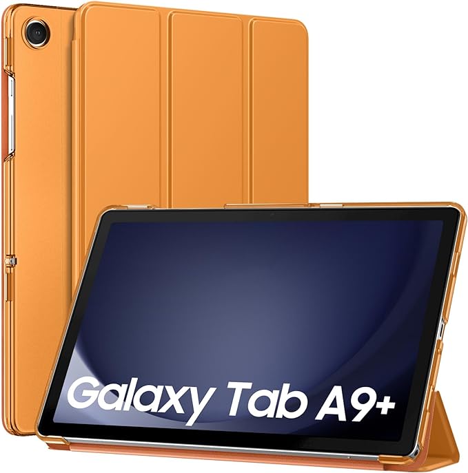 MoKo Case for Galaxy Tab A9+/A9 Plus 11 inch 2023, Slim Stand Protective Smart Cover with Hard PC Translucent Back Shell for Tab A9 Plus Tablet (SM-X210/X216/X218), Auto Wake/Sleep, Papaya