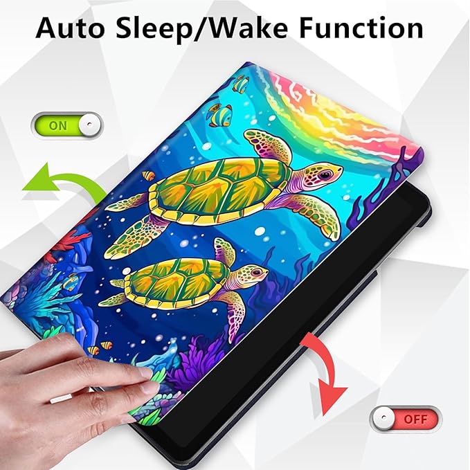 Case for Lenovo Tab M10 Plus 10.3", 360 Degree Rotating Folding Stand,with Auto Sleep/Wake Case for Lenovo Tab M10 Plus (2020 2nd Gen) TB-X606F/TB-X606X 10.3" FHD Tablet,Green Corals sea Turtle