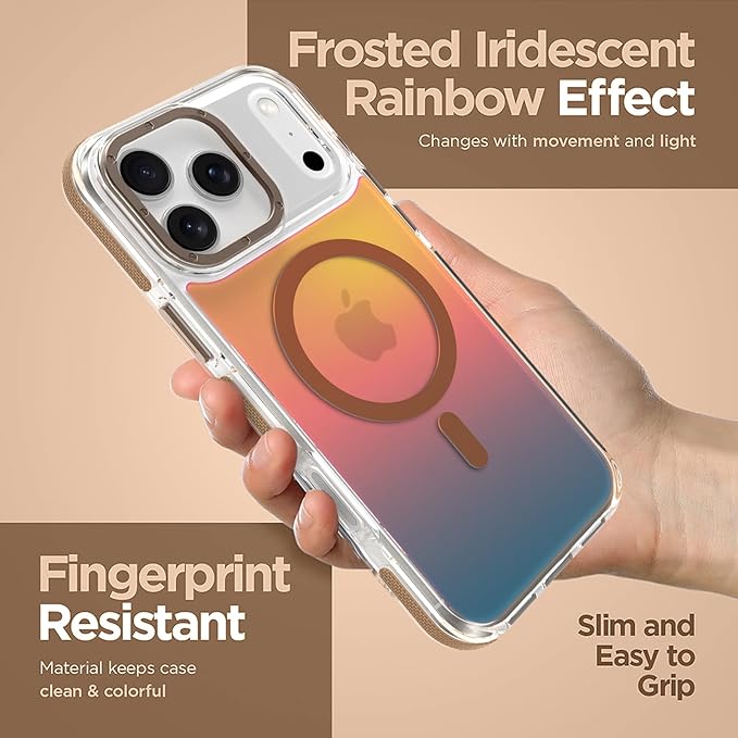 MOWIME Magnetic Case for iPhone 17 Pro [Compatible with Magsafe] [Cute Fashion Fluorescent Design] [1 Screen Protector] Slim Translucent Matte Case for iPhone 17 Pro 6.3" 2025, Desert