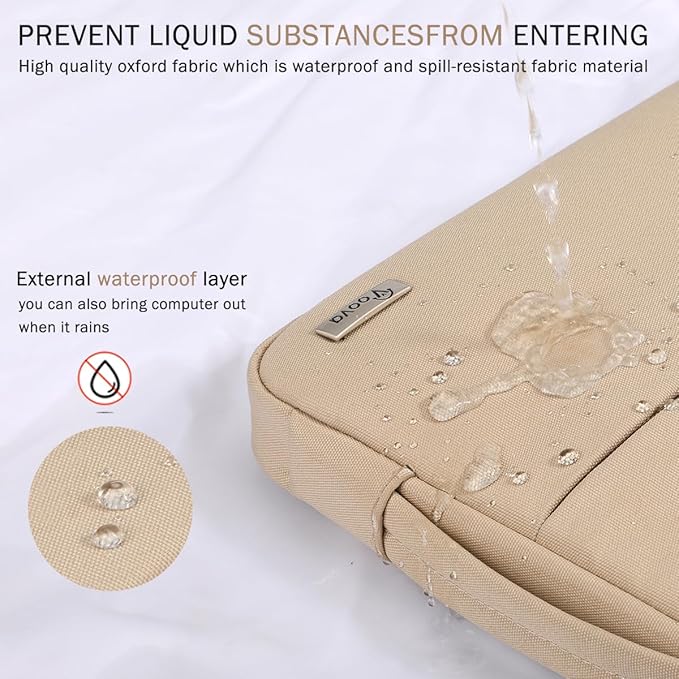 Voova 15.6 16 Inch Laptop Sleeve Case Compatible with MacBook Pro 16 M1/M2/M3/M4 Max 2019-2025, 15.6-16” Hp Lenovo Acer Asus, Waterproof Slim Computer Bag Cover with Handle, Apricot