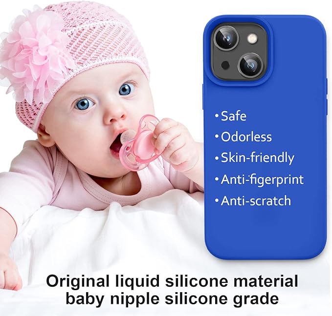 Vooii Compatible with iPhone 14 Case, [Anti-Scratch Microfiber Lining] [Soft Touch Premium Liquid Silicone], Ultra Slim Shockproof Protective Phone Case for iPhone 14 - Klein Blue