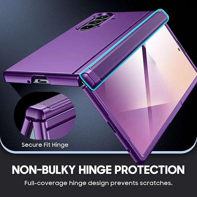 for Samsung Galaxy Z Fold 7 Case Magnetic Power with [Kickstand][Hinge Protection] Full Body Screen Protector Shockproof Phone Case for Galaxy Z Fold 7 Case(Purple)
