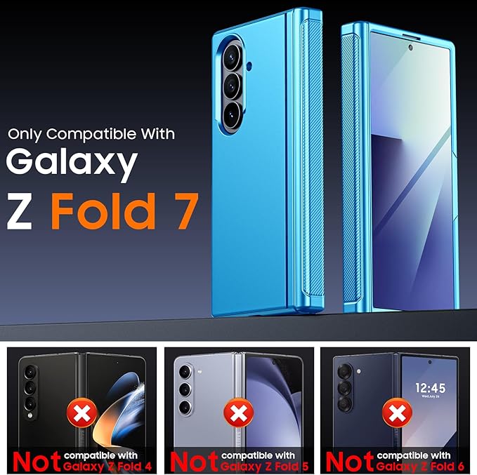 for Samsung Galaxy Z Fold 7 Case Magnetic Power with [Kickstand][Hinge Protection] Full Body Screen Protector Shockproof Phone Case for Galaxy Z Fold 7 Case(Lake Blue)