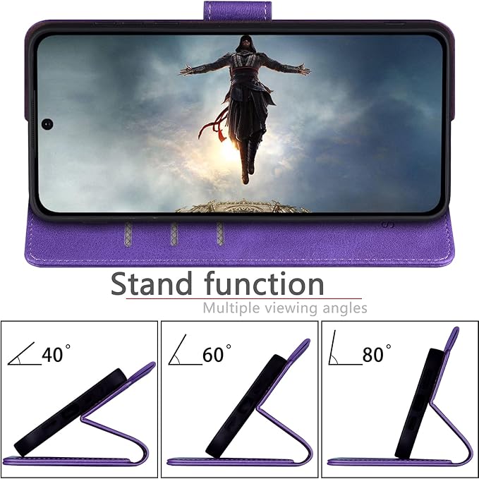 SUANPOT for Samsung Galaxy S24 5G Wallet case with RFID Blocking Credit Card Holder,Flip Book PU Leather Protective Cover Women Men for Samsung S24 Phone case Purple
