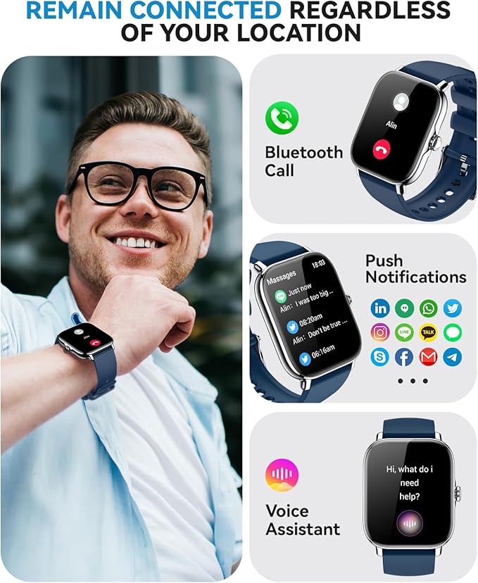 Smart Watch for Women Men- Answer/Make Call, 2025 IP68 Waterproof Fitness Step Sleep Tracker Watch with Monitor Activity Counter Smartwatch for Andriod iPhone iOS Samsung Compatible