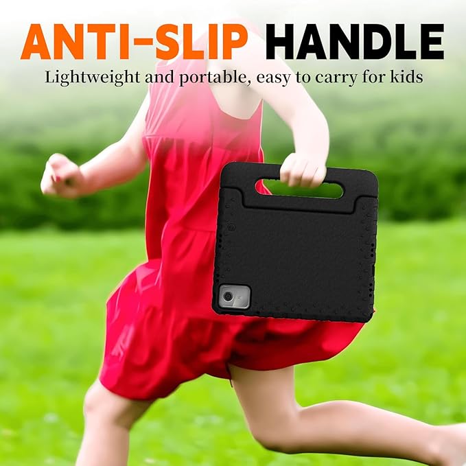 for Lenovo Tab M11 Case with Rotating Handle Stand, New Kids Heavy Duty Shockproof Cover for Lenovo Tab M11/Tab K11 LTE 11" 2024, Black