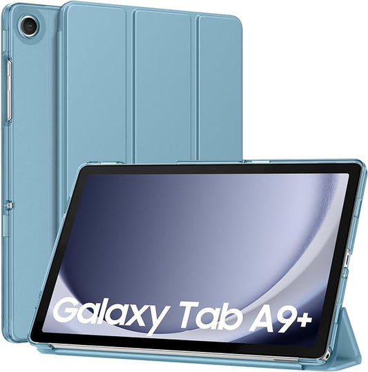 MoKo Case for Galaxy Tab A9+/A9 Plus 11 inch 2023, Slim Stand Protective Smart Cover with Hard PC Translucent Back Shell for Tab A9 Plus Tablet (SM-X210/X216/X218), Auto Wake/Sleep, MistyBlue