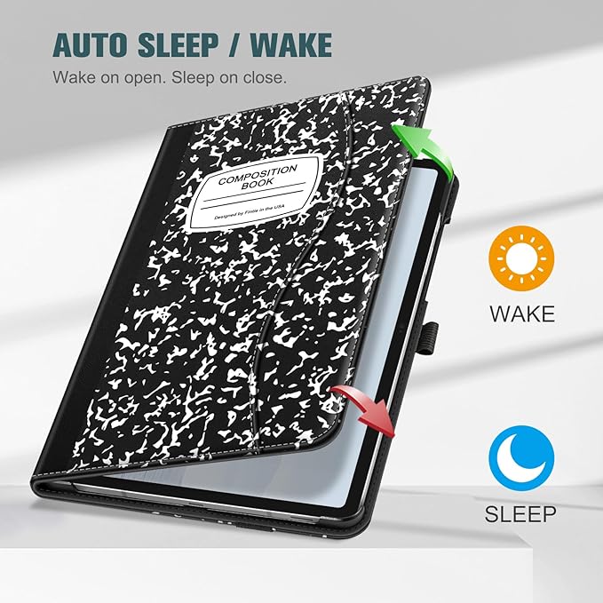 Fintie Case for Samsung Galaxy Tab S10 Lite/ S10 FE/ S9 FE 5G 10.9 Inch/Tab S9 11 Inch with S Pen Holder, Multi-Angle Viewing Protective Cover with Pocket, Auto Sleep/Wake, Composition Book