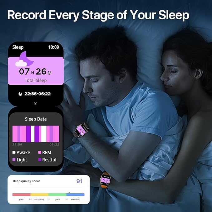 WalkerFit Smart Watch for Women/Men, 2.01'' HD Smartwatch with Bluetooth Call, 100+Sport Modes, Sleep Monitoring, IP67 Waterproof, Music Control for iPhone/Android, Fitness Tracker with Pedometer